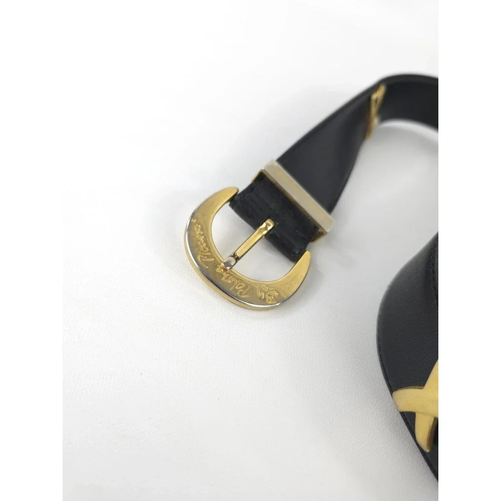 Paloma Picasso Leather Belt Black & Gold X Size Medium /75